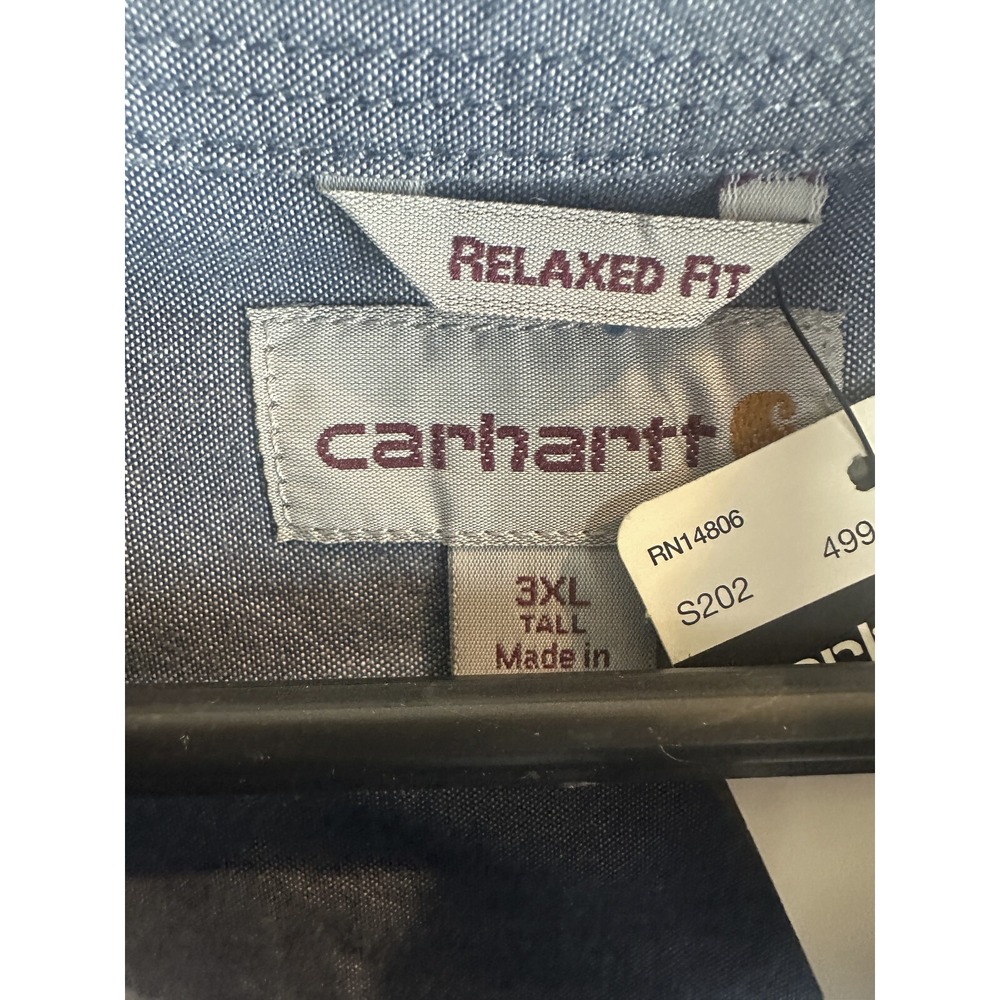 NEW Carhartt Chambray Long Sleeve Shirt Blue Button Down Big & Tall Size 3XL 3X - Picture 8 of 11